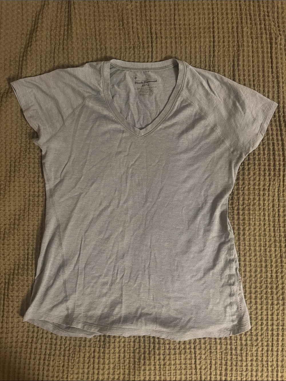 Black Diamond Merino Women's Light Blue V-Neck Short Sleeve Tee